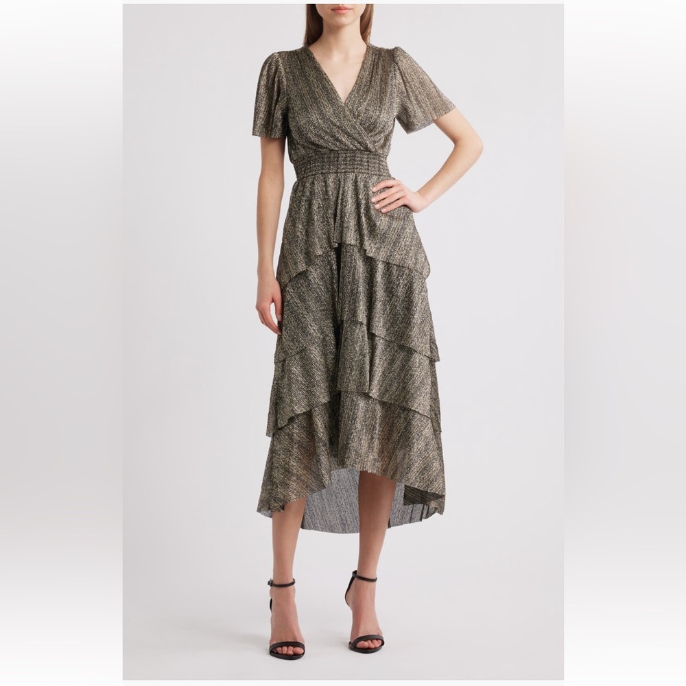 Vince Camuto Metallic High Low Dress